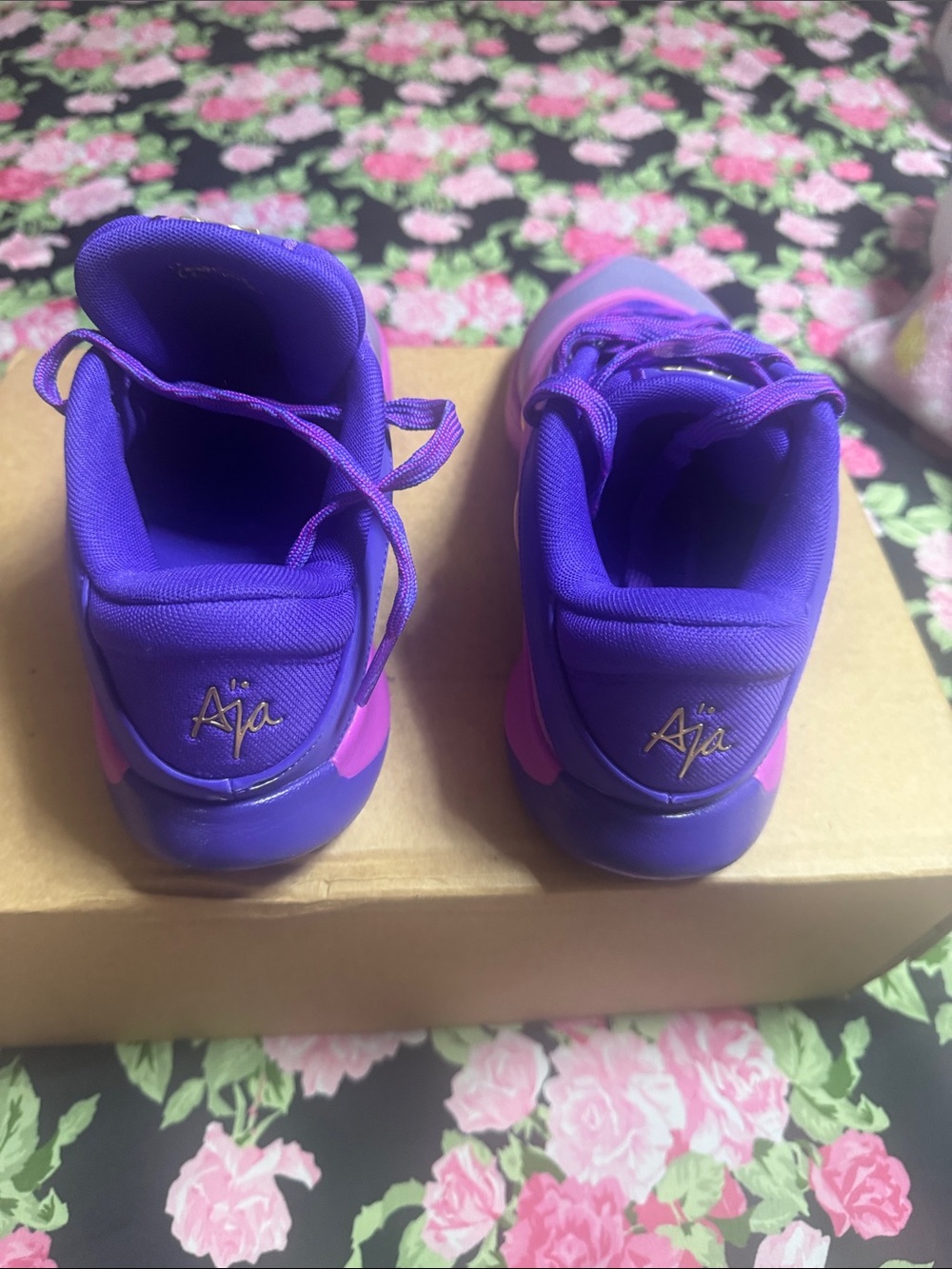 NEW Nike Women's Purple and Pink Athletic Sneakers with Gold Accents - Picture 5 of 12